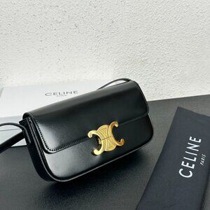 Celine Triomphe Claude Shoulder Bag in Shiny Calfskin